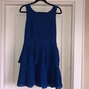 Royal Blue Lace Tiered Dress